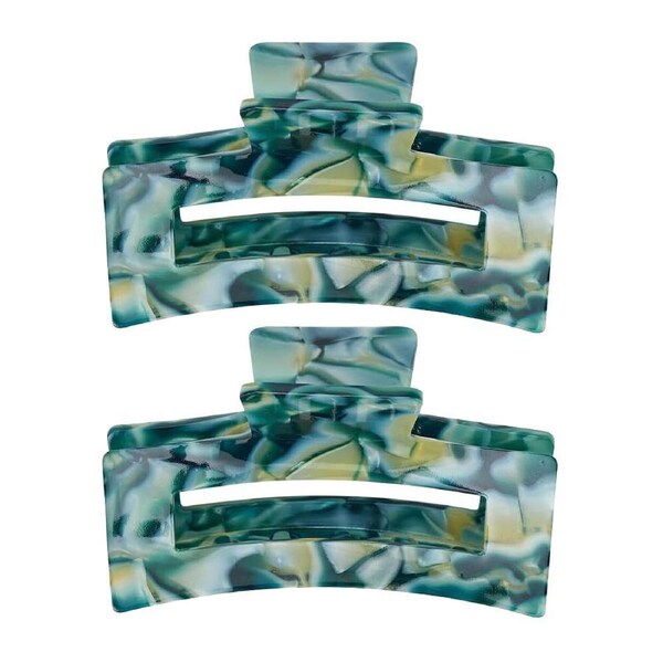 2PK Annabel Trends Tamed Hair Claw Shark Clamp Women's Accessory 8.5cm Malachite