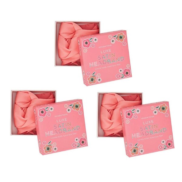 3PK Annabel Trends Luxe Satin Headband/Turban Womens Hair Accessory 12x4cm Melon
