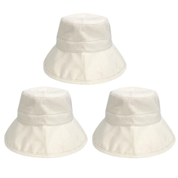 3PK Annabel Trends Garden Hat Bucket Cap SPF50+ Women's Accessory 58cm Natural