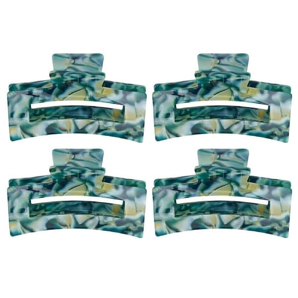 4PK Annabel Trends Tamed Hair Claw Shark Clamp Women's Accessory 8.5cm Malachite