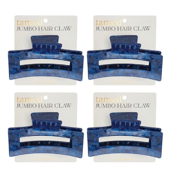 4PK Annabel Trends Tamed Hair Claw Jumbo Shark Clamp Women's Accessory 12cm Navy