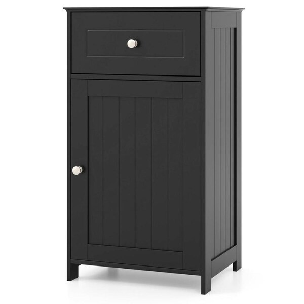 Giantex Bathroom Organizer Floor Storage Cabinet Cupboard w/Drawer Black