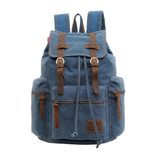 Stylish Blue Canvas Shoulder Bag Mens Travel Crossbody Messenger Tote Bag
