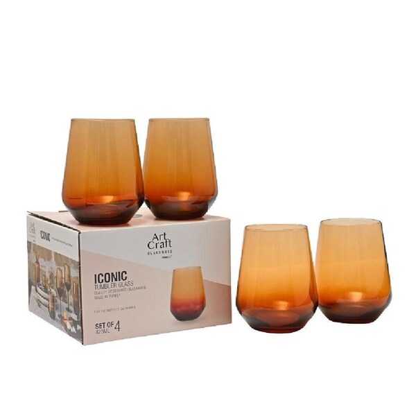 Classica Art Craft Amber Tumbler 425ml Set 4