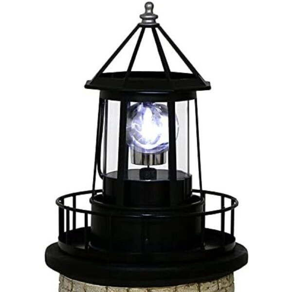 Solar Lighthouse Rotating Light - 360 Degree Rotating Lamp Courtyard Decoration Waterproof Garden Smoke Towers Statue Lights for Outdoor Garden Pathway Patio