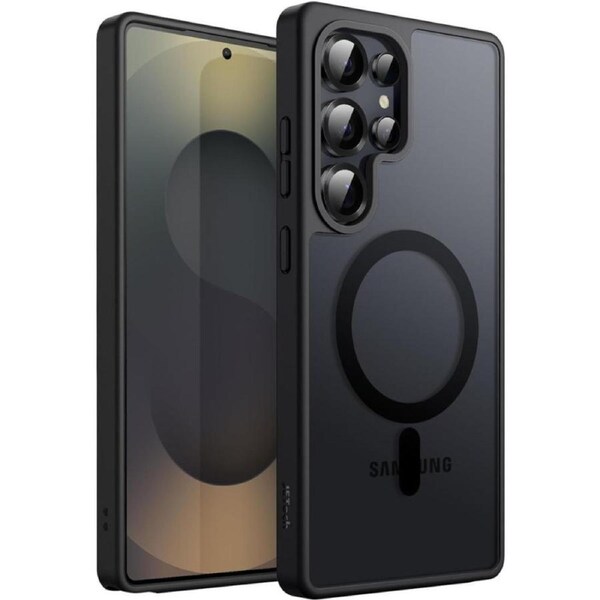 JETech Magnetic Case for Samsung Galaxy S25 Ultra 5G, Compatible with MagSafe, Translucent Matte Back Shockproof Phone Cover (Titanium Black)