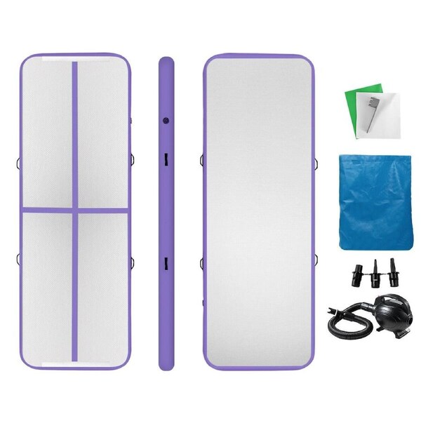 Inflatable AirTrack Air Track Gymnastics Tumbling Floor Mat with Electric Pump Purple 3x1x0.1m