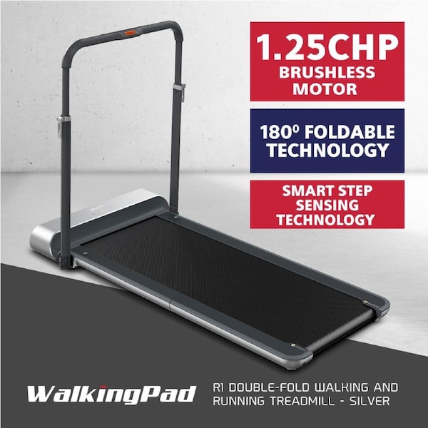 WalkingPad R1 Double-Fold Treadmill – Silver Double Folding Technology Under Desk Treadmill 10km/h Max Speed Fold Out Handle