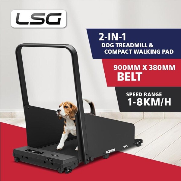 LSG PaceMate 2-in-1 Dog Treadmill & Compact Walking Pad with Remote Control Removable Treadmill Shields 1-8km/h Led Display