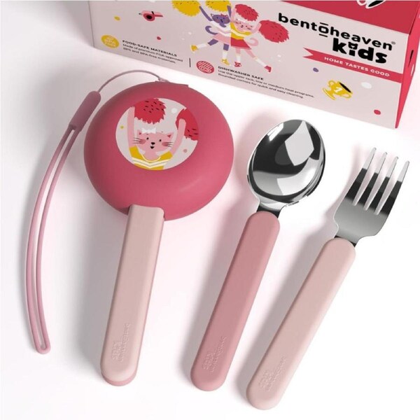 Bentoheaven Kids Travel Utensils with Case, Travel Kid Cutlery Set, Dishwasher Safe Fork Food-Grade Stainless Steel & BPA-Free Plastic, Spoon & Case, Reusable Flatware, Silverware for Kids
