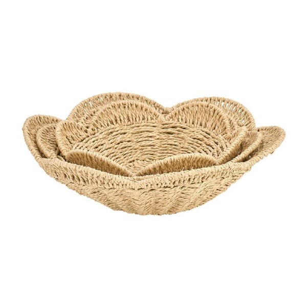 3pc Annabel Trends Papier Woven Decorative Bowl Set Home Room Decor Natural