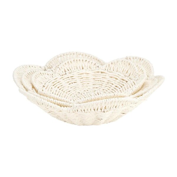 3pc Annabel Trends Papier Woven Decorative Bowl Set Home/Living Room Decor White