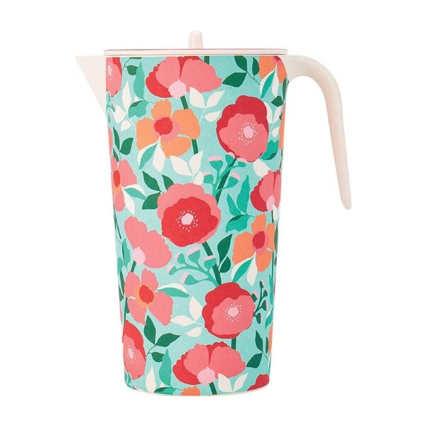 Annabel Trends Bamboo 1.5L Beverage Jug 22x8cm Outdoor Dining Sherbet Poppies