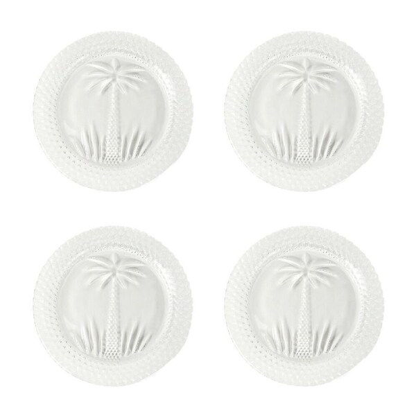 4pc Annabel Trends Glass Plate Palm Tree Serving Dish Set 18cm Round Clear