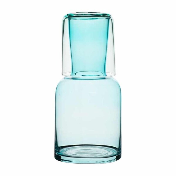 2pc Annabel Trends Glass Water Carafe w/ Tumbler Display Drinkware Set Aqua
