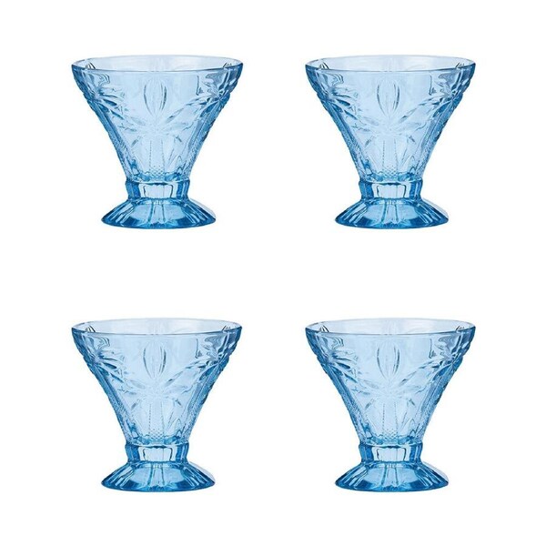 4pc Annabel Trends Cocktail Glass Palm Tree 270ml Wine Cup Set Barware Blue
