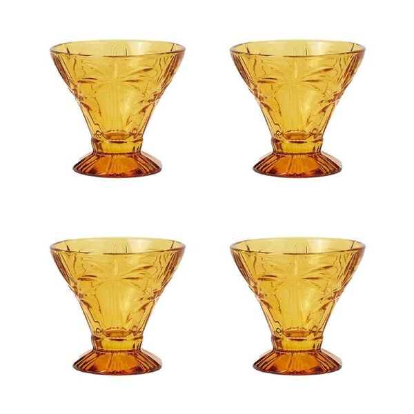 4pc Annabel Trends Cocktail Glass Palm Tree 270ml Wine Cup Set Barware Amber
