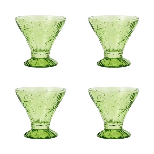 4pc Annabel Trends Cocktail Glass Palm Tree 270ml Wine Cup Set Barware Green