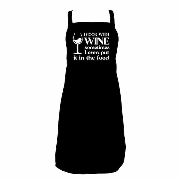 Annabel Trends Cotton Screen Print Apron Cooking Bib 60x80cm Cook With Wine