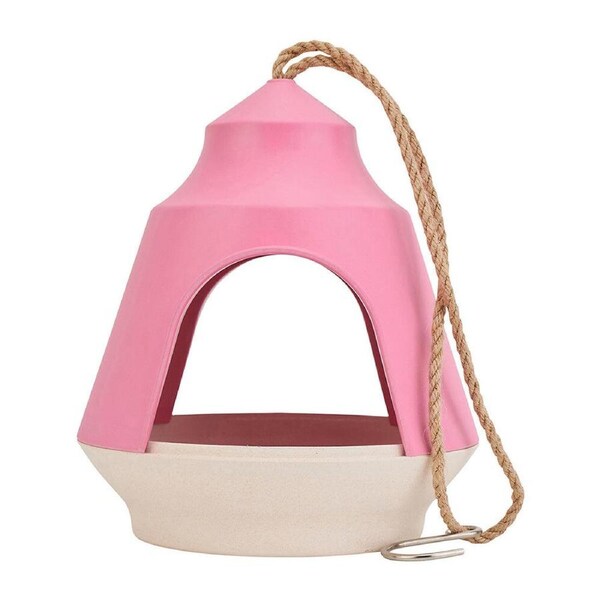Annabel Trends Bamboo Hanging Bird House Outdoor/Garden 18x15.5cm Pink/Cream