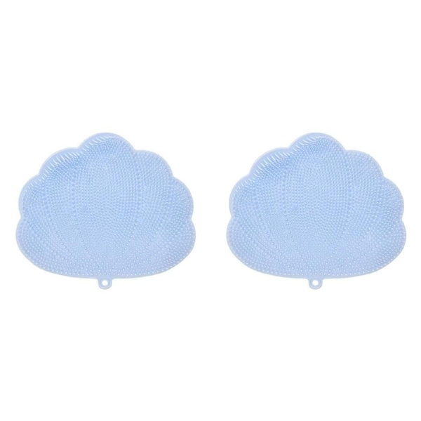 2PK Annabel Trends Shower Foot & Back Scrubber Shower Mat Shell 30x26cm Blue