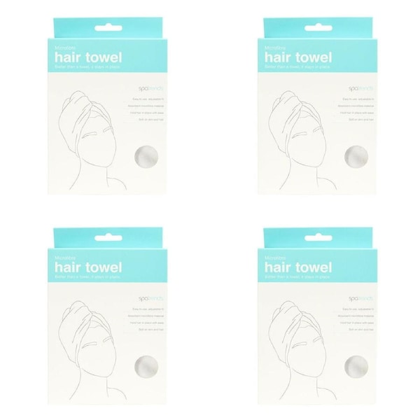 4PK Annabel Trends Spa Trends Microfibre Soft Absorbent Hair Drying Towel White