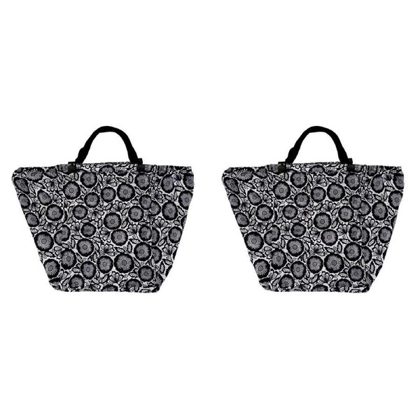 2PK Annabel Trends Shopping/Grocery Trolley Bag Reusable Tote Black Floral
