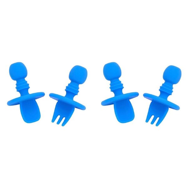 4pc Annabel Trends Silicone Little Spoon & Fork Baby/Toddler Feeding Tools Blue