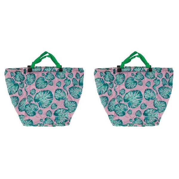 2PK Annabel Trends Shopping/Grocery Trolley Bag 38x68cm Reusable Monstera Pink