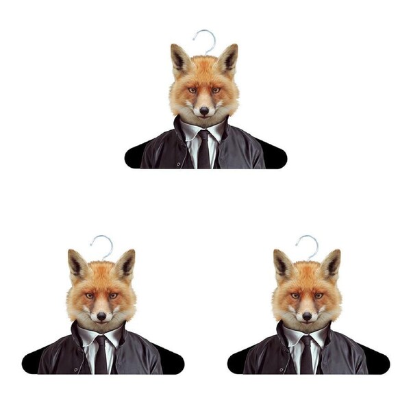 3PK Annabel Trends Zoo Portrait Coat Hanger/Hook Animal Clothes Organiser Fox