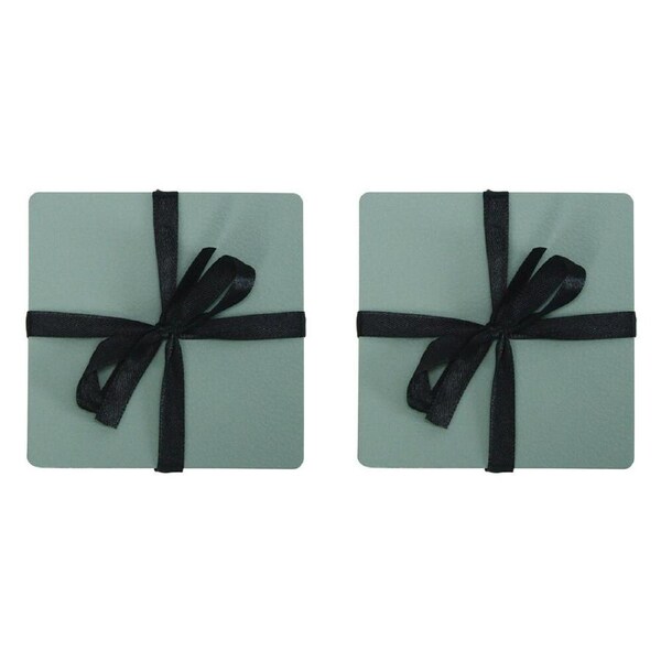 8pc Annabel Trends Coaster/Placemat Set Square Recycled Leather 10x10cm Sage