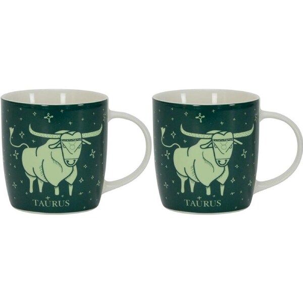 2PK Annabel Trends Coffee Mug Zodiac Taurus 350ml Milk/Tea Cup w/ Handle Green