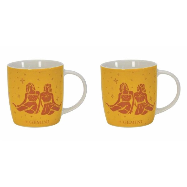 2PK Annabel Trends Coffee Mug Zodiac Gemini 350ml Milk/Tea Cup w/ Handle Yellow