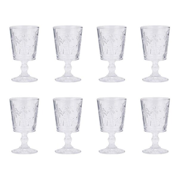 8pc Annabel Trends Goblet Glass Palm Tree Wine Cup Set Barware 16cm Clear