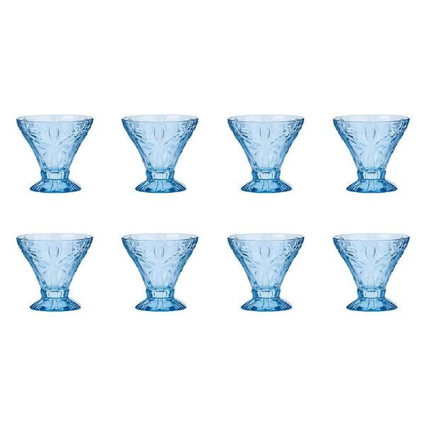 8pc Annabel Trends Cocktail Glass Palm Tree 270ml Wine Cup Set Barware Blue