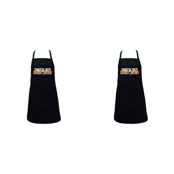 2PK Annabel Trends Screen Print Apron Cooking Bib 60x80cm Check Out My Dad Bod