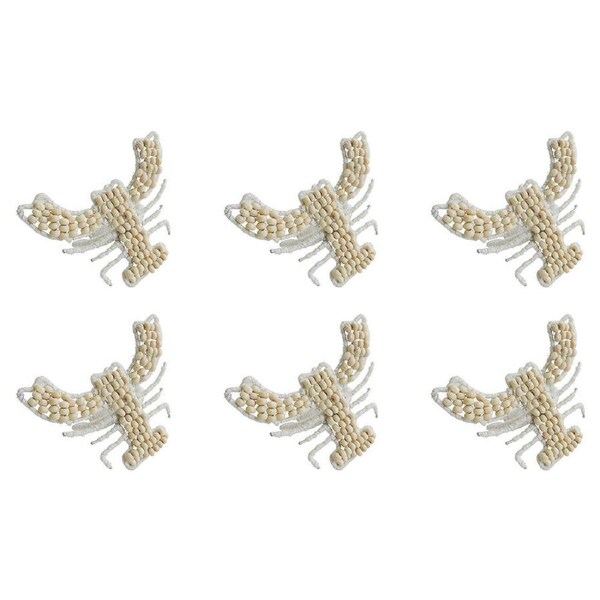 6PK Annabel Trends Napkin Ring Seaside Lobster Dining Table Organiser White