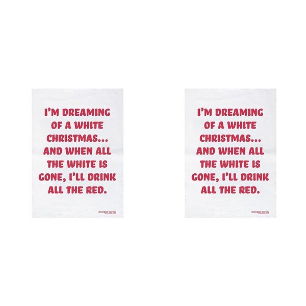 2PK Annabel Trends Christmas Cotton Tea Towels Dish Drying Cloth White Xmas