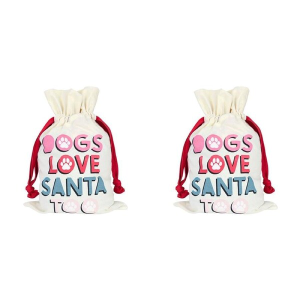 2PK Annabel Trends Pet Santa Sack Dog Treat Storage 45x30cm Dogs Love Santa Too