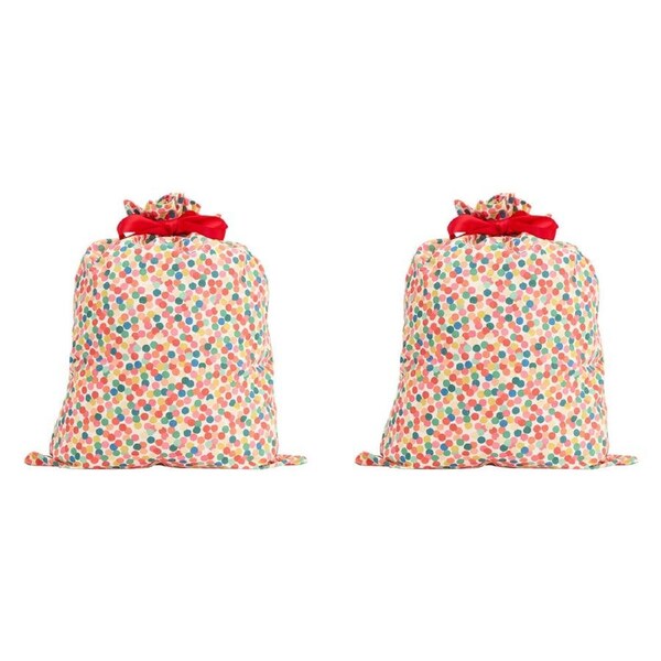 2PK Annabel Trends Santa Sack Christmas Holiday Gift/Surprise Bag Confetti