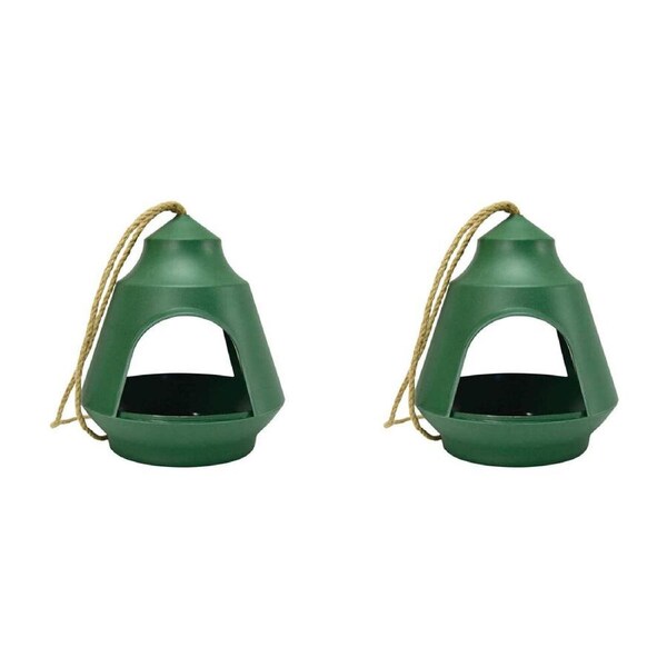 2PK Annabel Trends Bamboo Hanging Bird House Outdoor Patio 18x15.5cm Green