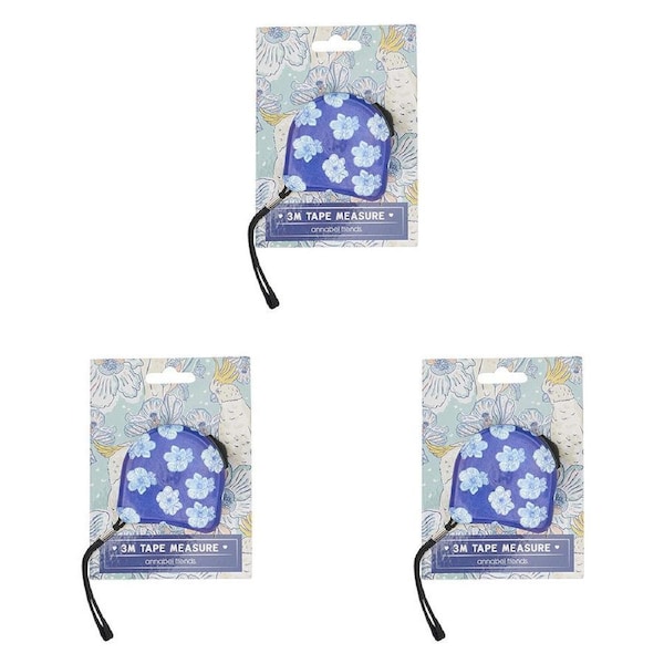 3PK Annabel Trends 3m Tape Measure Retractable Tool w/ Clip Hello Cockie