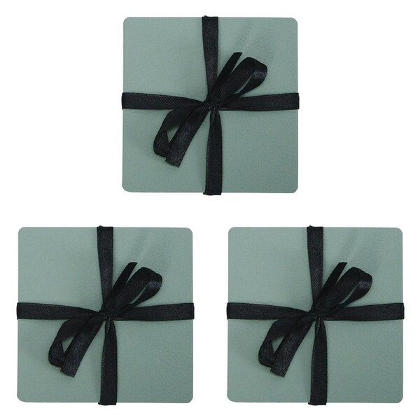 12pc Annabel Trends Coaster/Placemat Set Square Recycled Leather 10x10cm Sage
