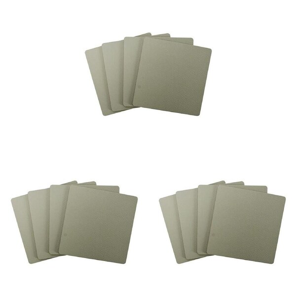 12pc Annabel Trends Coaster/Placemat Set Square Recycled Leather 10x10cm Stone