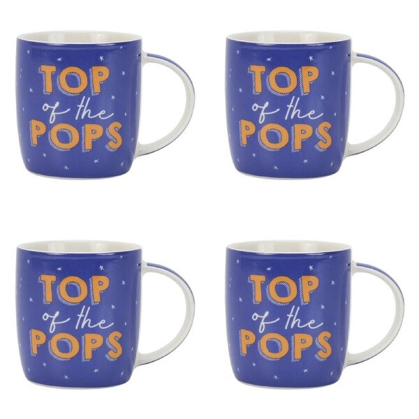 4PK Annabel Trends Coffee Mug Porcelain Top Of The Pops Cup w/ Handle 9cm Blue