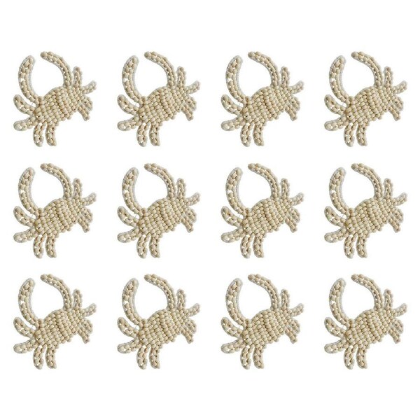 12PK Annabel Trends Napkin Ring Seaside Crab Dining Table Organiser 12x8cm White