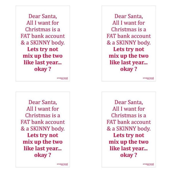 4PK Annabel Trends Christmas Cotton Tea Towels Dish Drying Cloth Fat Skinny