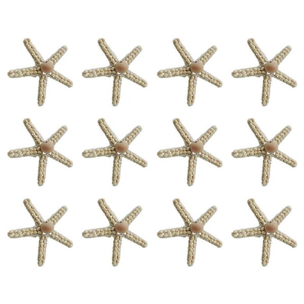 12PK Annabel Trends Napkin Ring Seaside Starfish Table Organiser 12x8cm White