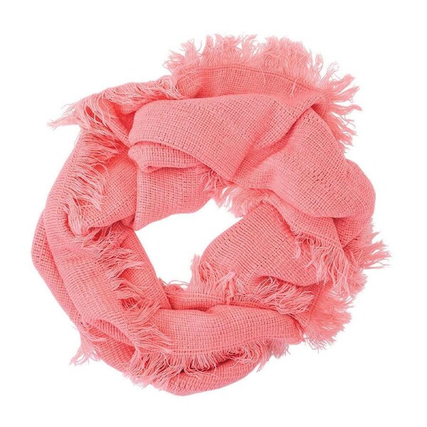 Annabel Trends Snood Fringe Scarf Women's Fashion Neck Wrap 80x40cm Coral