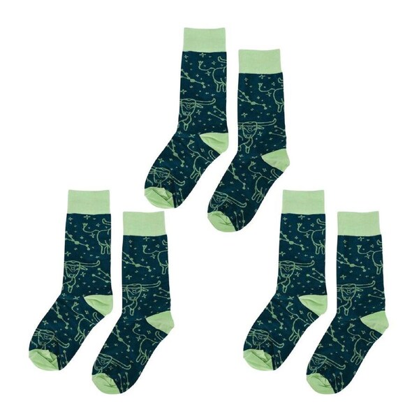 3PK Annabel Trends Zodiac Crew Socks w/ Box Casual Pair Women's Size 5-11 Taurus